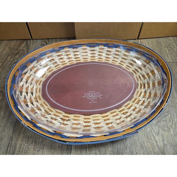Longaberger Red White Navy Flat Swoop Basket Platter Protector 17" x 13" 2009 - Picture 2 of 5